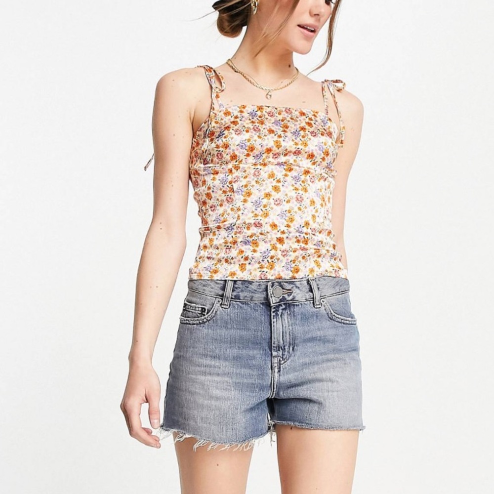 Topshop Ditsy Print Slim Fit Satin Floral